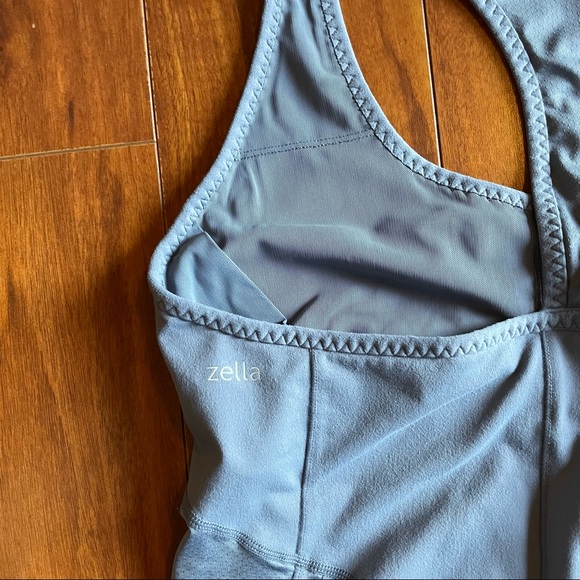 ZELLA Womens Workout Cinch T Back Tank Gray Built In Bra Size L - Picture 4 of 9